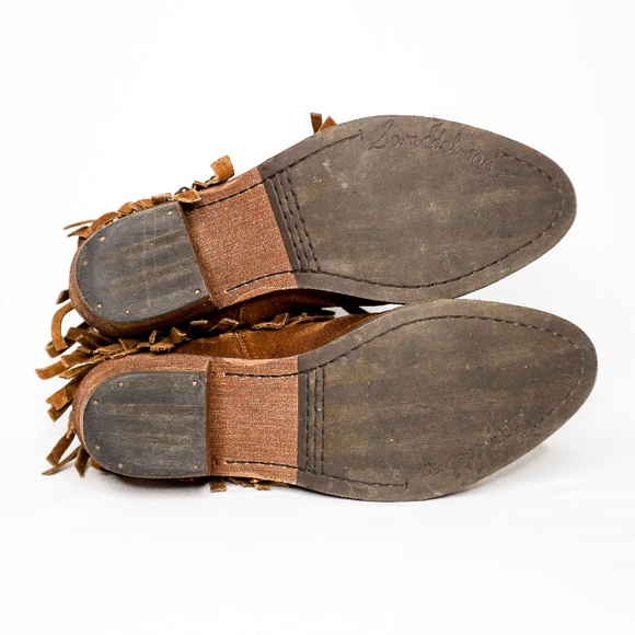 SAM EDELMAN Suede Leather Fringe Booties Boots 8 - Picture 8 of 8